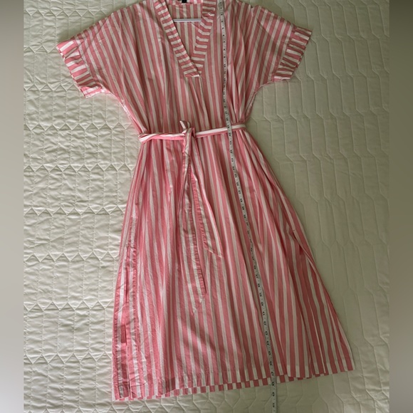 J Crew Maxi Poplin Pink Stripe Dress Large - Picture 6 of 8